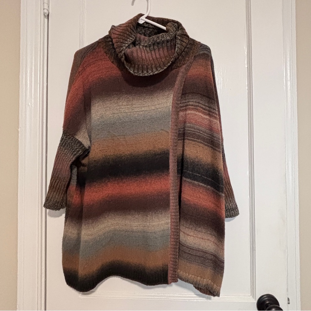 Striped Cowl Neck Sweater in Earth Tones
